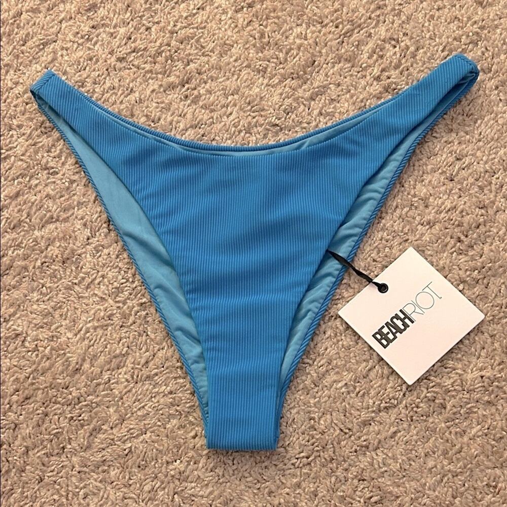 NWT Beach Riot Kaylin blue ribbed bikini bottom